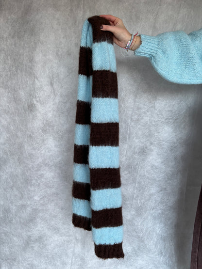 Nell sjaal - bruin/lichtblauw
