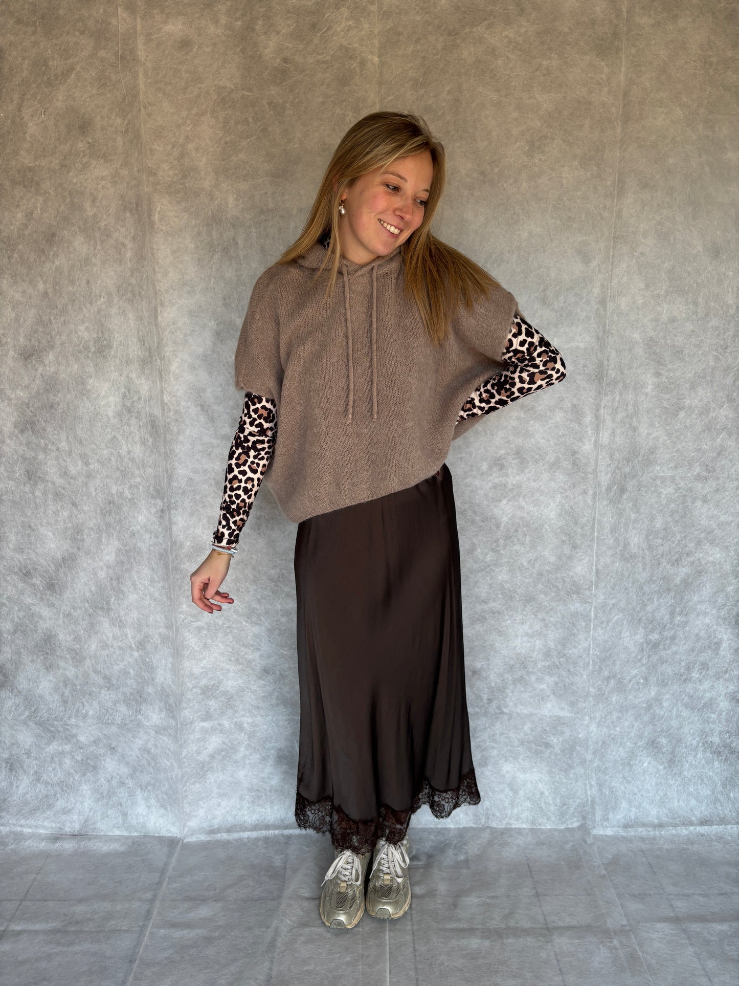 Kira satijnen rok - bruin