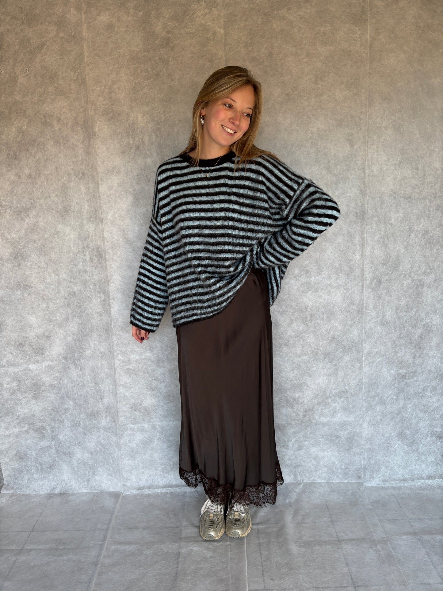 Belle trui - bruin/blauw