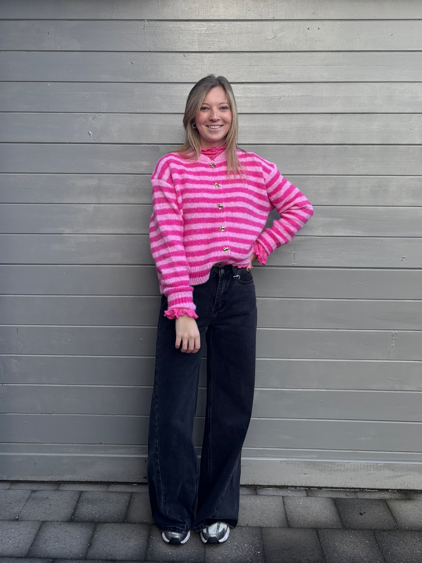 Saar kanten top - roze