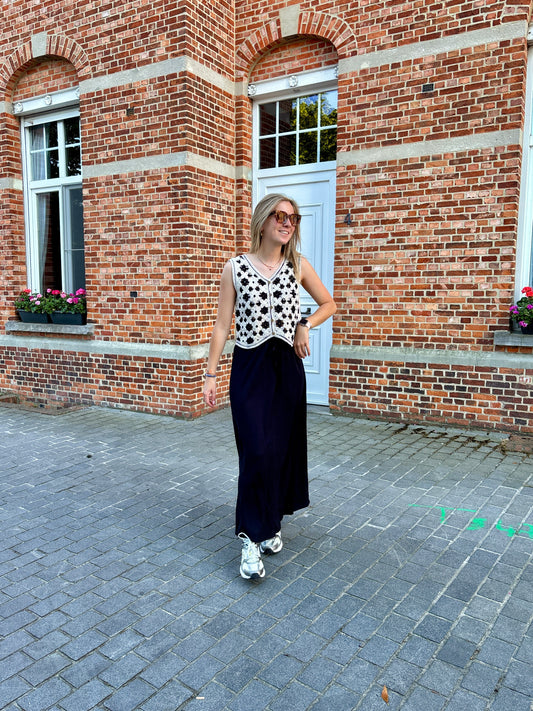 Lara top - zwart/beige