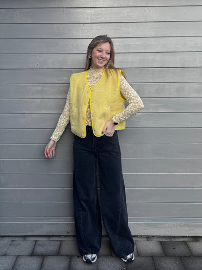 Stella kanten top - geel