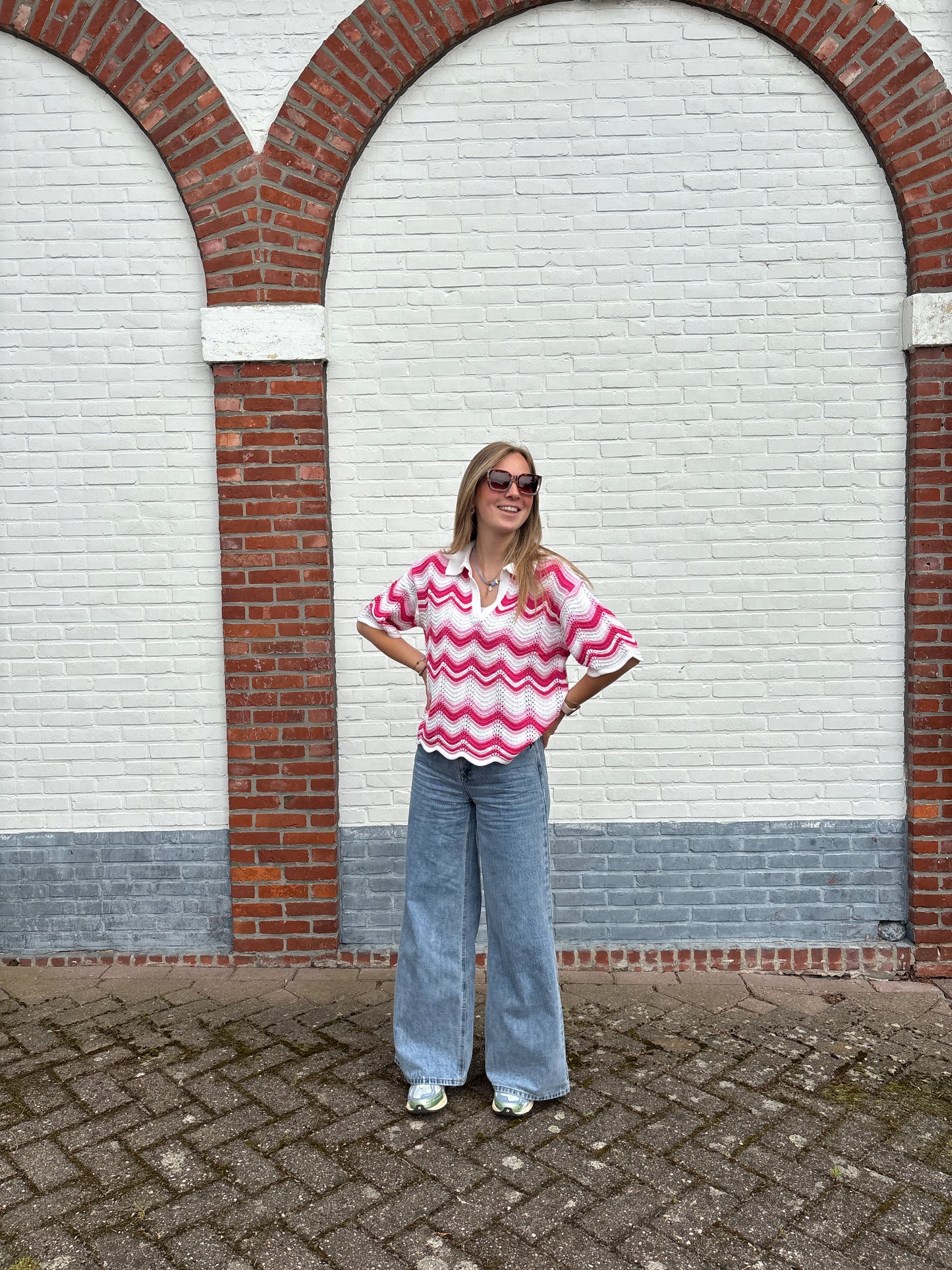 Jutta crochet polo - roze