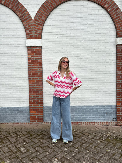 Jutta crochet polo - roze