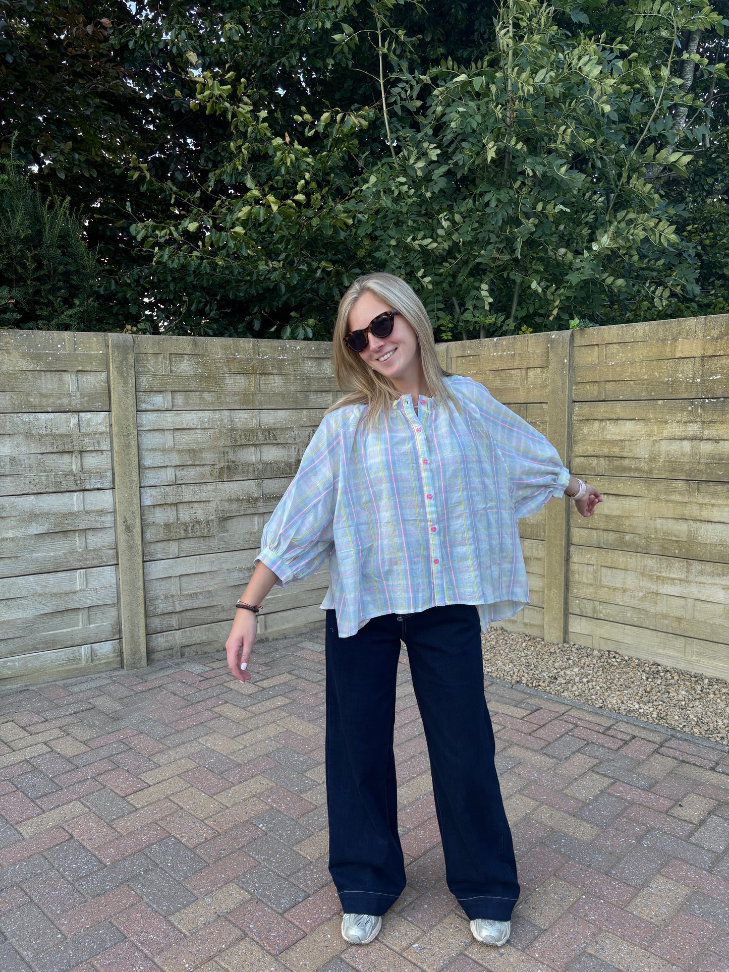 Liva blouse - lichtblauw/multi