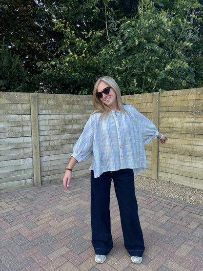 Liva blouse - lichtblauw/multi