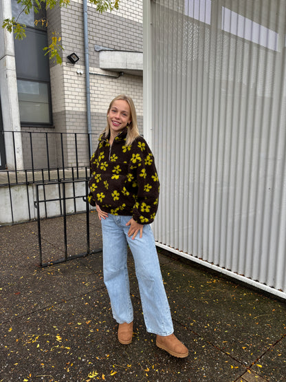 Beau teddy jas - bruin/geel