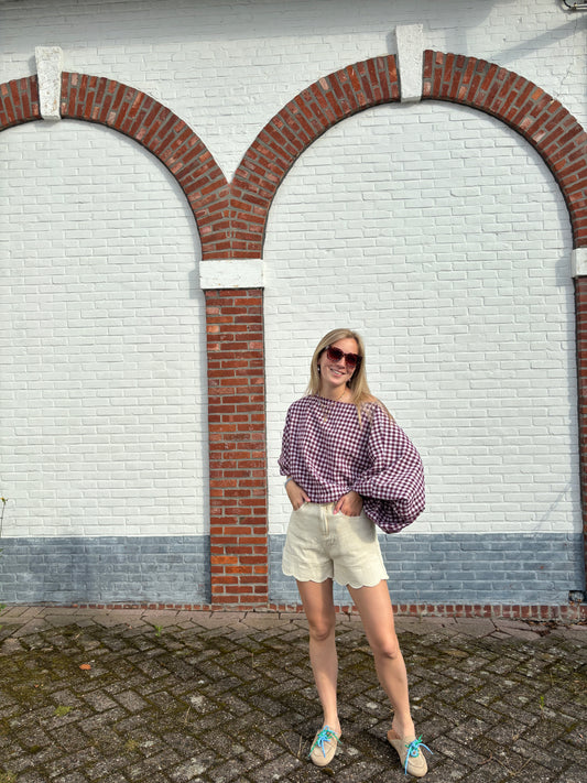 Lilly blouse - paars ruitjes