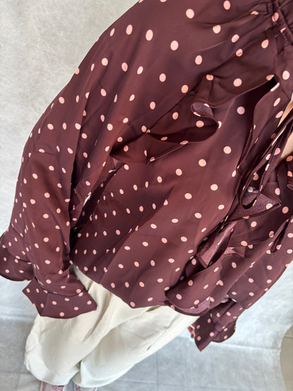 Polka blouse - bordeauxbruin