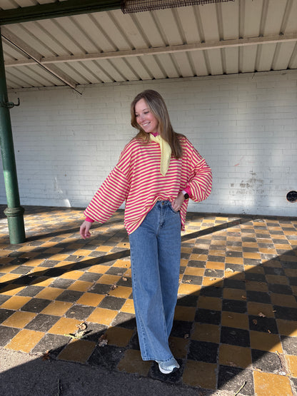 Pip sweater - geel/roze