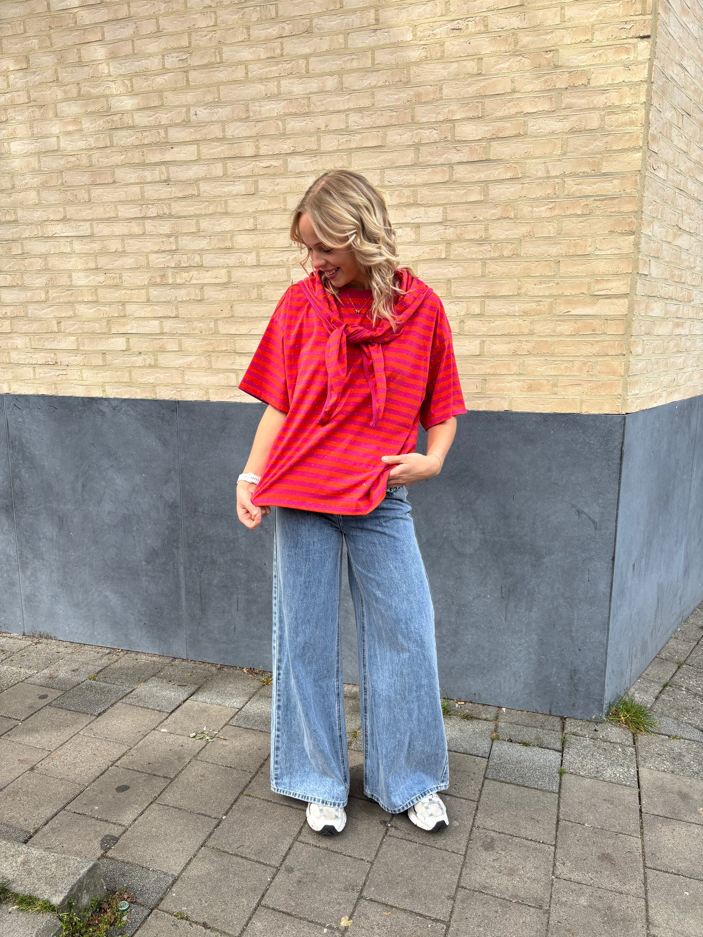 Nova glitter sjaaltje - oranje/roze