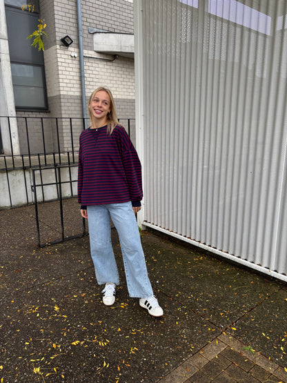 Sammy sweater - bordeaux/donkerblauw