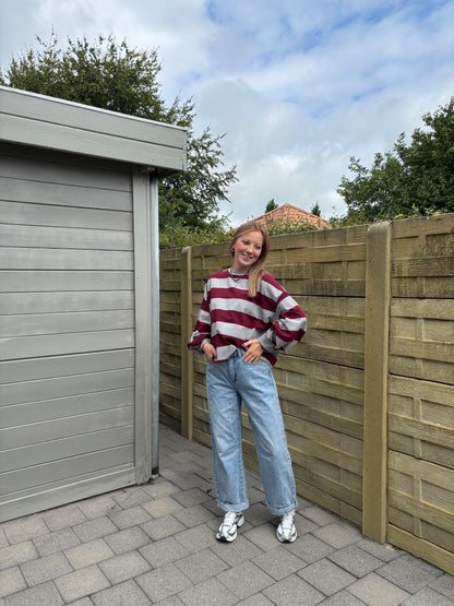 Viv sweater - bordeaux/grijs