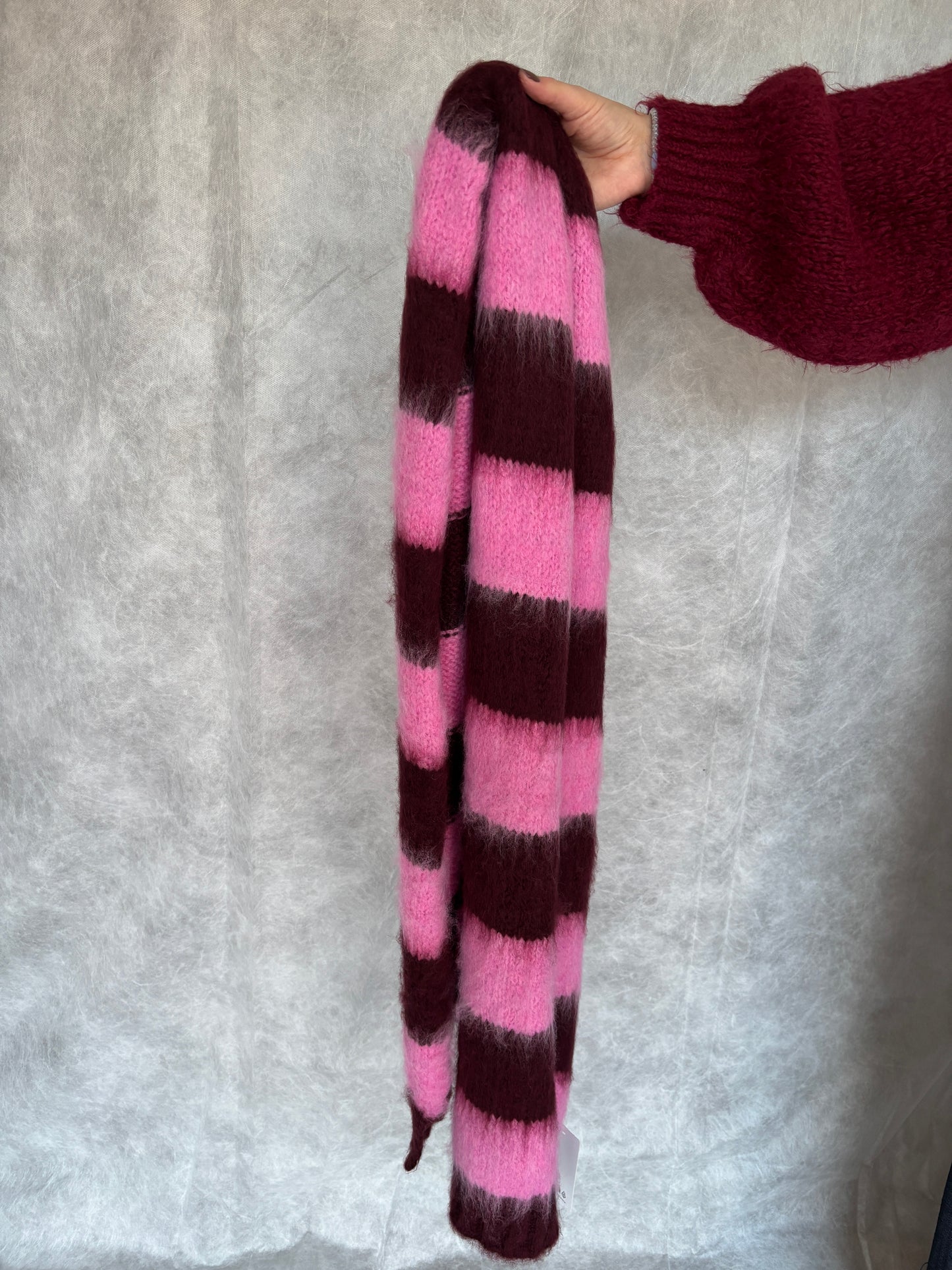 Nell sjaal - bordeaux/roze