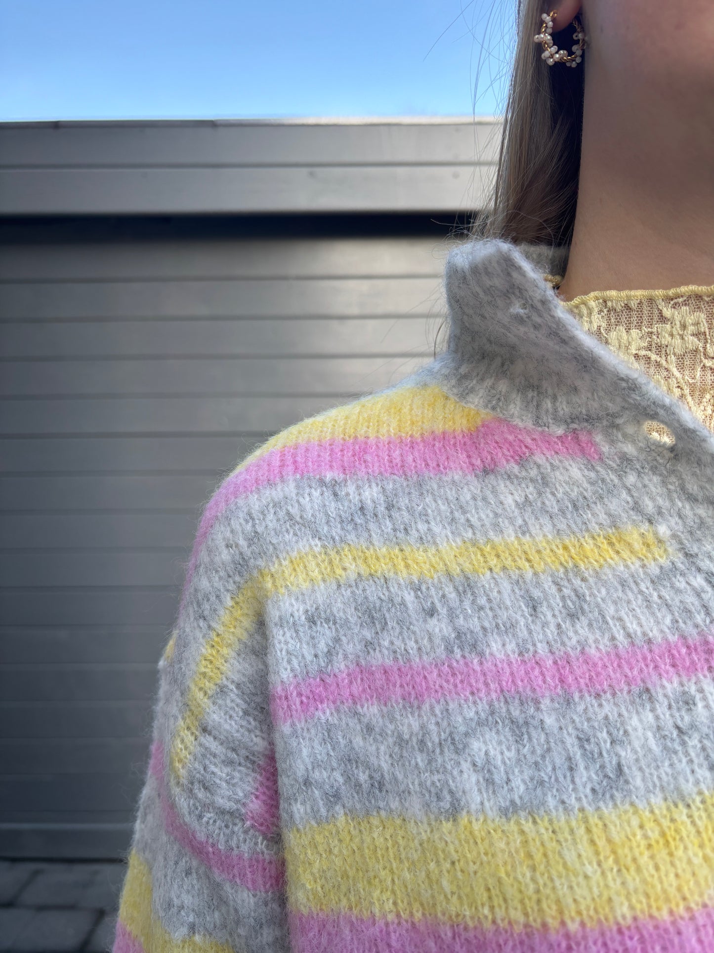Sille polotrui - grijs/roze/geel