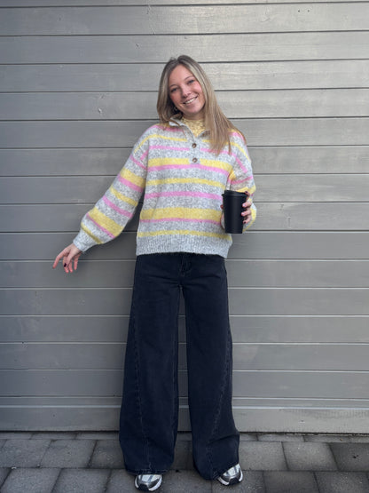 Sille polotrui - grijs/roze/geel