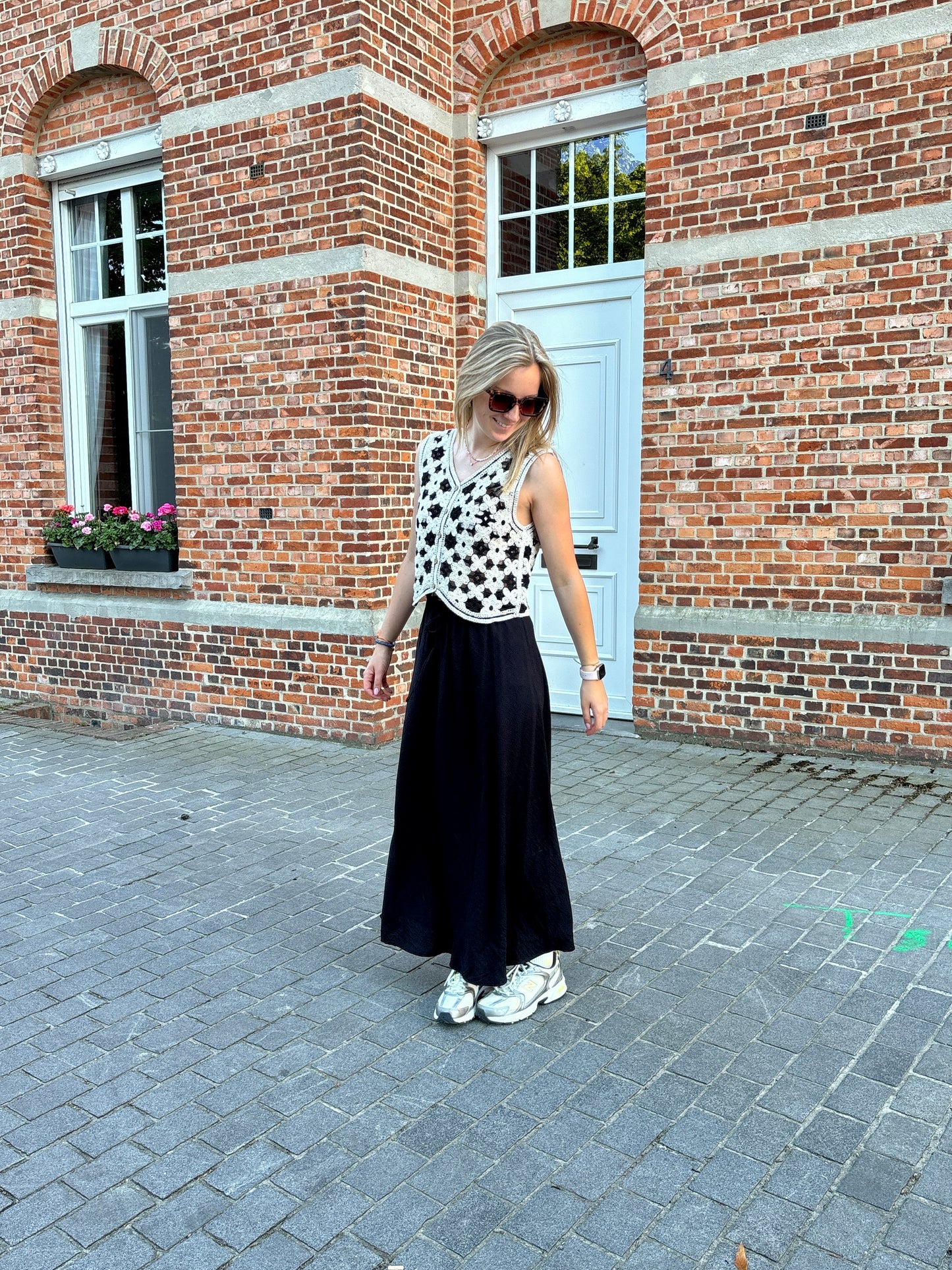 Lara top - zwart/beige