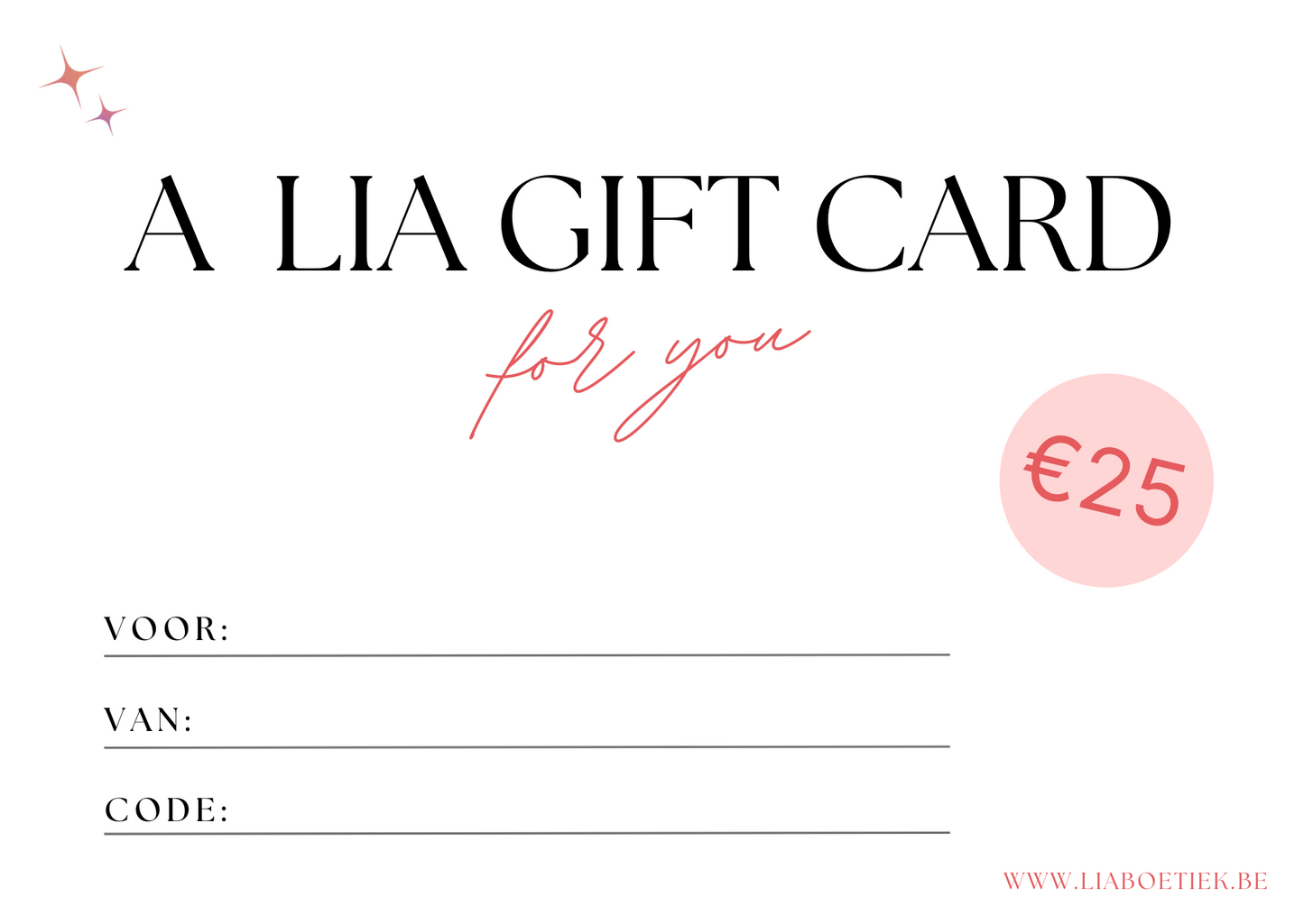 Lia boetiek - giftcard